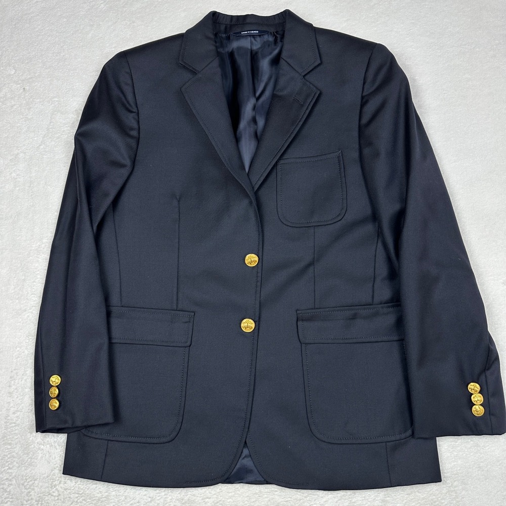 Brooks Brothers Boys Navy Blue Loro Piana Super 120s Wool Blazer Jacket Size 16